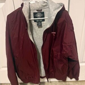 Charles River Apparel Men's Burgundy Windbreaker with Gray Lining